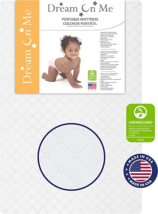 Photo 1 of Dream On Me Sunset 3” Extra Firm Fiber Crib Mattress, Greenguard Gold Certified, Waterproof Vinyl Cover, Baby Mattresses for Cribs, Fits Mini and Portable Cribs
