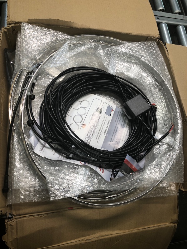 Photo 1 of JHB 4x15.5 inch Dual Row Super Bright Pure White Solid Color LED Wheel Ring Lights Strobe LED Rim Lights Light Up For Truck Car Off Road VEHICALSwitch Ctrl