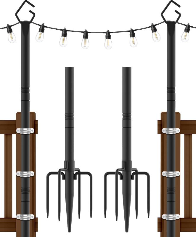 Photo 1 of 
AILBTON 2 Pack 10Ft String Light Poles,Light Poles for Outside String Lights,Outdoor Light Poles with Fence Brackets for Hanging String Lights,Metal Poles Stand for Deck Patio Backyard