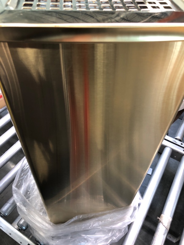 Photo 1 of BEAMNOVA Trash Can Indoor Outdoor Black Stainless Steel Commercial Garbage Can Industrial Garbage Enclosure Inside Cabinet with Lid Waste Container, Gold Color, 31*25*61 cm / 12.2*9.8*24 in Gold 12.2*9.8*24 in / 31*25*61 cm