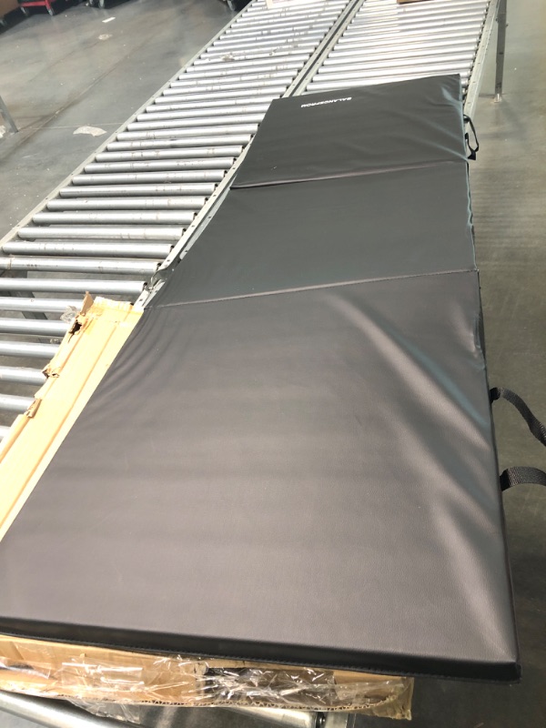 Photo 1 of BalanceFrom 1.5" Thick Three Fold Folding Exercise Mat with Carrying Handles for MMA, Gymnastics and Home Gym Black Regular