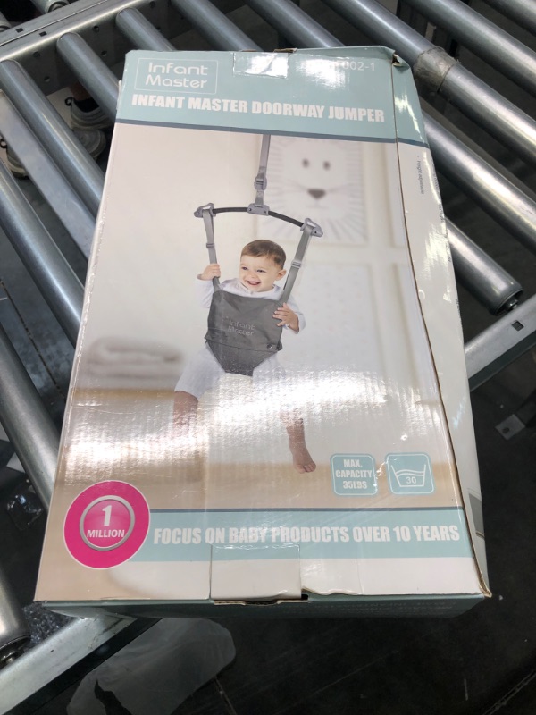 Photo 1 of Infant Master Baby Doorway Jumpers, Sturdy Johnny Jumper Adjustable 10.8"-23.6" Strap, Soft Baby Johnny Bouncer w/Seat Bag, Protable Doorway Jumper and Boucer for Baby, Ideal Gift for Infant Black
