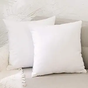 Photo 1 of White Pillowcase Faux Linen Square Decorative Throw Cushion Cover Pillow Case with Smooth Hidden Zipper for Sofa Bed Car 22 x 22 inch 2 Piece
