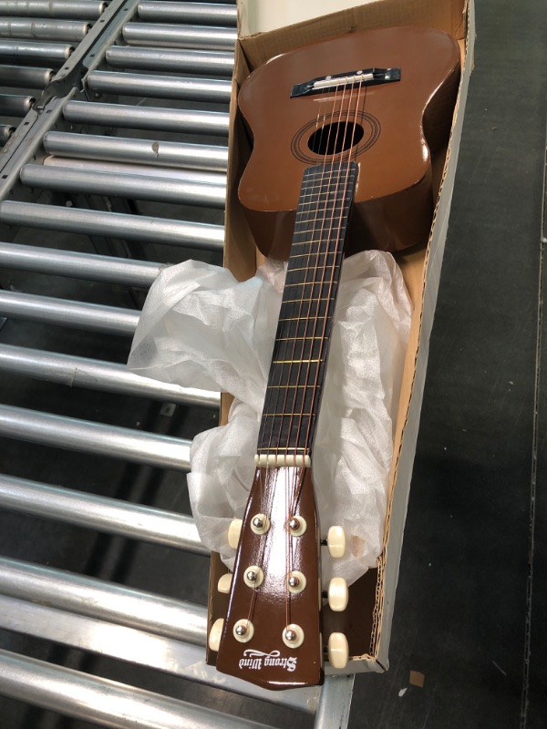 Photo 1 of Childs Guitar STRONG WIND Guitar for Beginners Acoustic Kids Guitar 30" Steel Strings Wooden Guitar for Kids Students Girls Boys (Brown,No Bag)