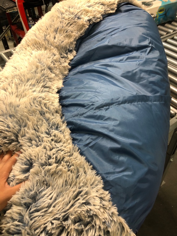 Photo 5 of Best Friends by Sheri The Original Calming Donut Cat and Dog Bed in Shag Fur Denim, Extra Large 45x45 Shag Denim Extra Large 45" x 45" Bed Only