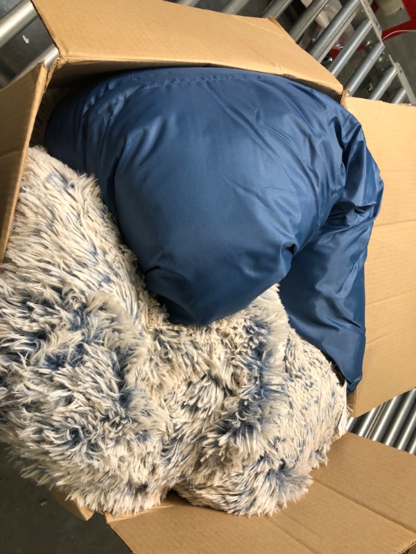 Photo 3 of Best Friends by Sheri The Original Calming Donut Cat and Dog Bed in Shag Fur Denim, Extra Large 45x45 Shag Denim Extra Large 45" x 45" Bed Only