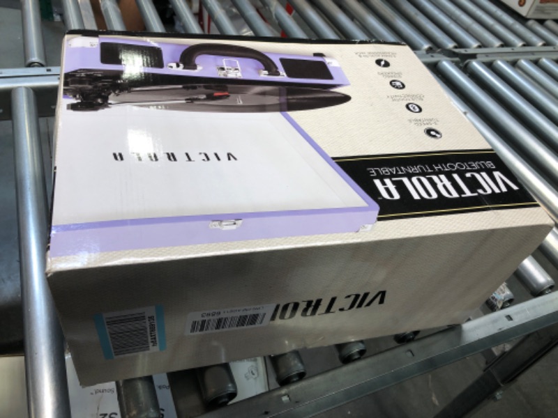 Photo 1 of Victrola Vintage 3-Speed Bluetooth Portable Suitcase Record Player with Built-in Speakers | Upgraded Turntable Audio Sound | Lavender (VSC-550BT-LVG) Lavender/Silver Record Player