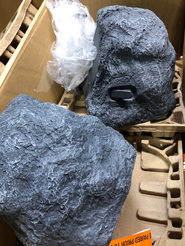 Photo 1 of it.innovative technology Outdoor Rock Speaker Pair - Wireless Bluetooth Speakers for Garden, Patio, Waterproof Design, Built for all Seasons, Rechargeable Battery, Wireless Music Streaming, Charcoal