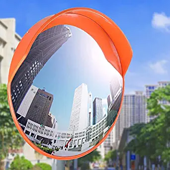 Photo 1 of 24" Security Mirror PC Convex Traffic Mirror Wide Angle Curved Safety Mirror Circular Pole Mount w/Adjustable Bracket for Outdoor Indoor Driveway Road Shop Garage Parking Lot Blind Spot Hidde
