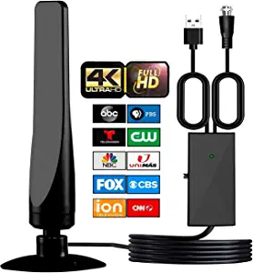 Photo 1 of Antier Amplified Indoor Digital Tv Antenna – Best Powerful Amplifier, Signal Booster & Has up to 350+ Miles Range, Support 8K 4K Full HD Smart and Older Tvs with 10ft Coaxial Cable [2023 Release] NewDesign_x Extended