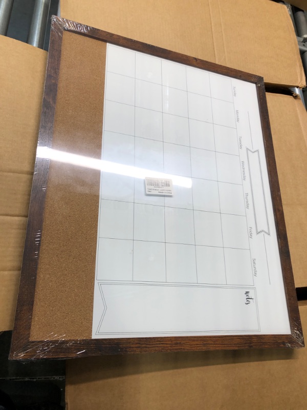 Photo 2 of TORASO Whiteboard Calendar & Bulletin Board, 18" x 22" Combination Dry Erase White Board(ZHYL-WB-4555) Brown 18“×22”