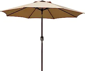 Photo 1 of 9' Outdoor Market Patio Umbrella with Push Button Tilt and Crank(Tan)
