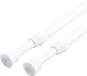 Photo 1 of 2Pack Tension Curtain Rod Cupboard Bars Extendable 15.7-28 inch White Spring Tension Rods

