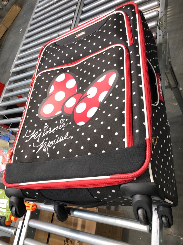 Photo 3 of American Tourister Disney Softside Luggage with Spinner Wheels, Minnie Mouse Red Bow, Checked-Large 28-Inch Checked-Large 28-Inch Minnie Mouse Red Bow