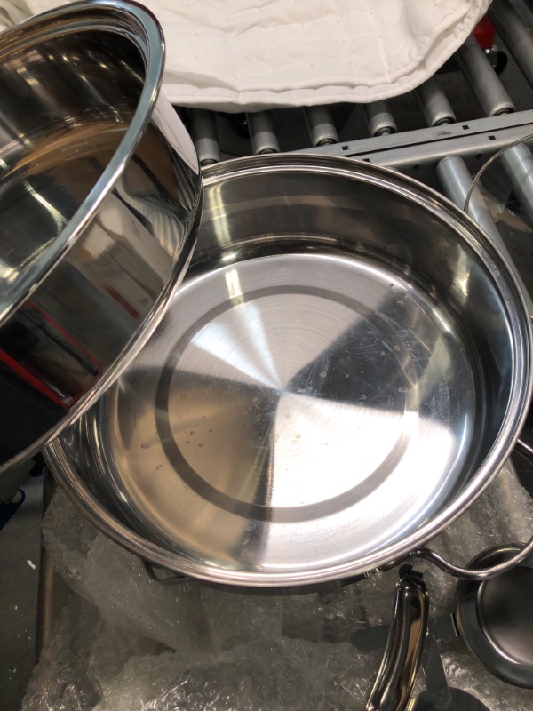 Photo 5 of Kook Stainless Steel Chafing Dish Buffet Set, with Glass Viewing Lid and Built-In Lid Holder, Round Food Warming Tray, For Parties, Dinners and Catering, 4.5 Qt 1