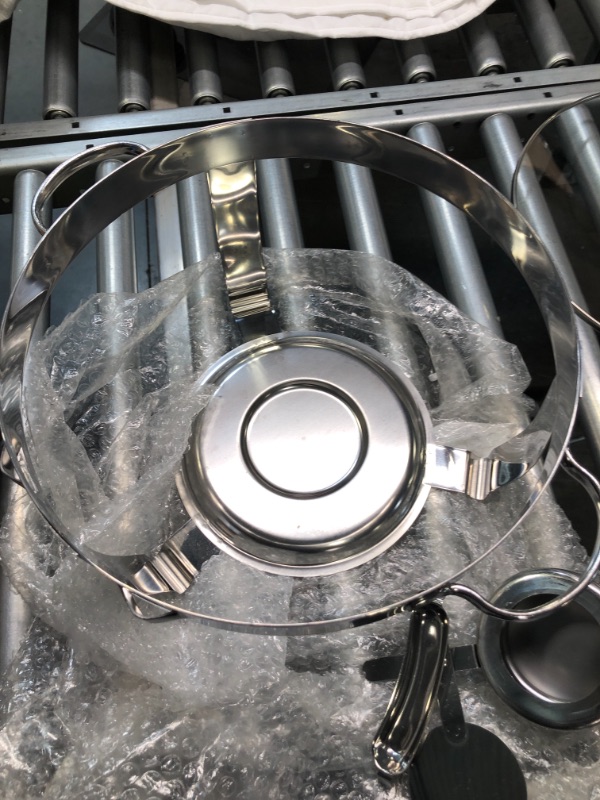 Photo 6 of Kook Stainless Steel Chafing Dish Buffet Set, with Glass Viewing Lid and Built-In Lid Holder, Round Food Warming Tray, For Parties, Dinners and Catering, 4.5 Qt 1