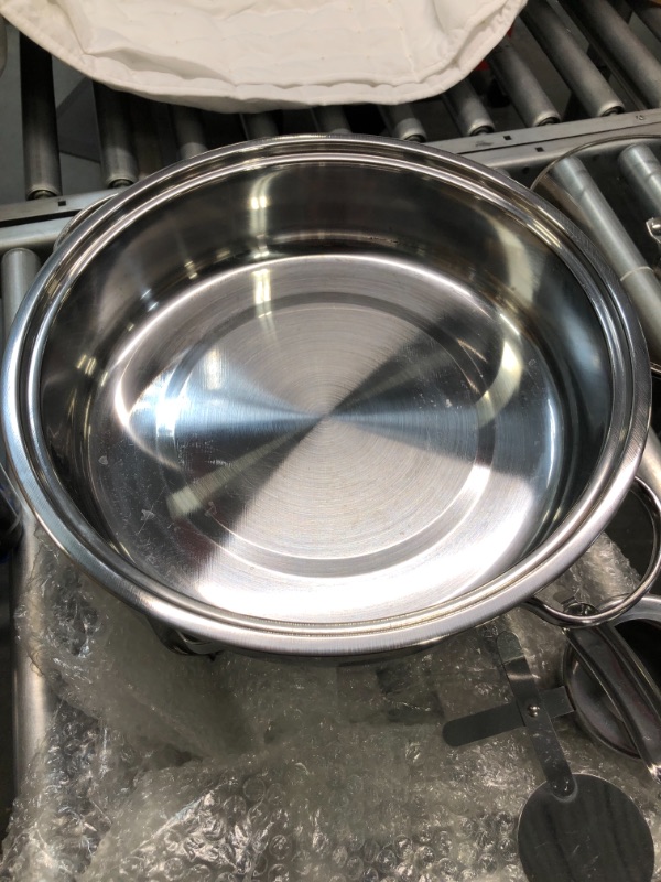 Photo 4 of Kook Stainless Steel Chafing Dish Buffet Set, with Glass Viewing Lid and Built-In Lid Holder, Round Food Warming Tray, For Parties, Dinners and Catering, 4.5 Qt 1