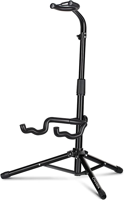 Photo 1 of CAHAYA Guitar Stand Floor Universal for Acoustic Electric Guitars Bass Accessories Banjo Stand Rotate to Adjust Height from 30.7 to 37 Inch Folding Tripod Guitar Stands with Neck Holder CY0253
