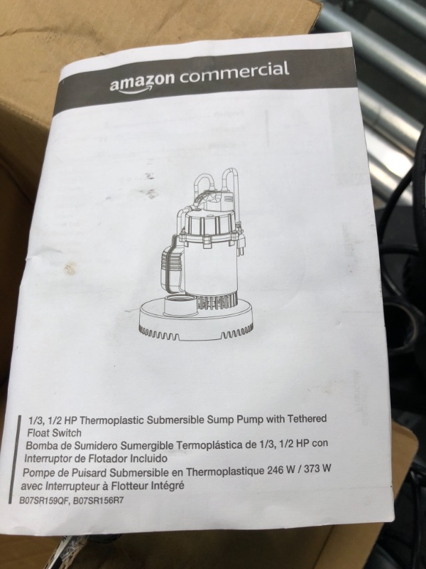 Photo 3 of AmazonCommercial 1/2 HP Thermoplastic Submersible Sump Pump with Tethered Float Switch 1/2 HP split capacitor motor