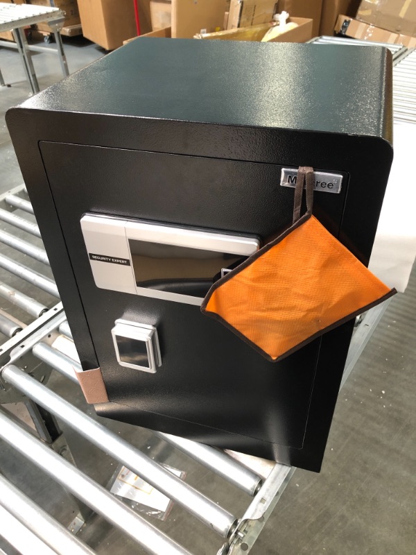 Photo 1 of Marcree Biometric Fingerprint Safe, 2.6 Cub Fingerprint Safe with Voice Prompt and Fireproof Waterproof Money Bag, Fireproof Safe with Touch Screen Keypad, Dual Warning for Money Documents Valuables