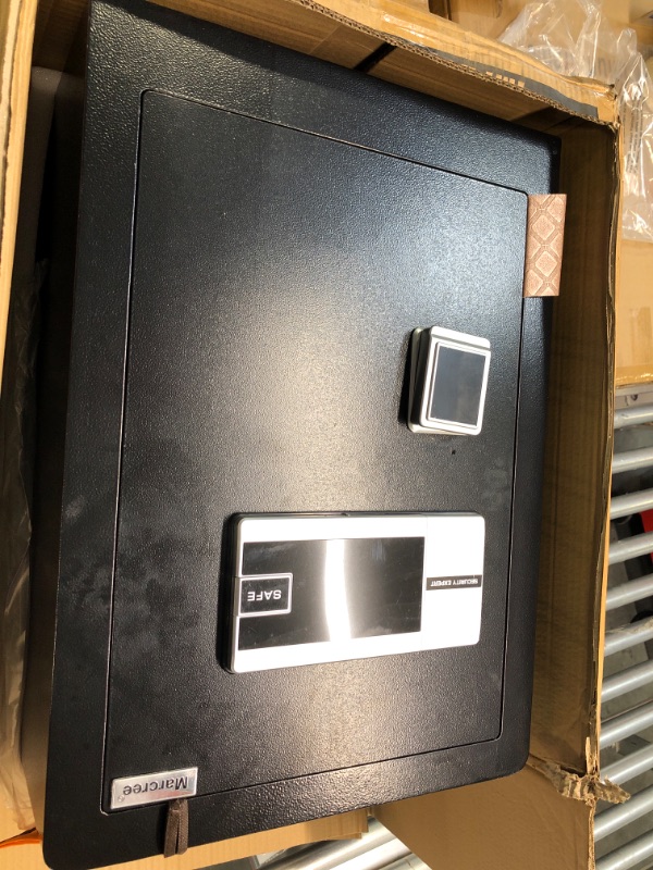 Photo 1 of Marcree Biometric Fingerprint Safe, 2.6 Cub Fingerprint Safe with Voice Prompt and Fireproof Waterproof Money Bag, Fireproof Safe with Touch Screen Keypad, Dual Warning for Money Documents Valuables