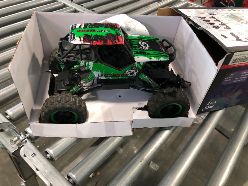 Photo 6 of DOUBLE E 1:12 Remote Control Car Monster Trucks with Head Lights 4WD Off All Terrain RC Car Rechargeable Vehicles Green