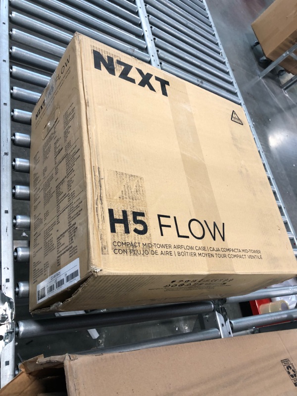 Photo 1 of NZXT H5 Flow Compact ATX Mid-Tower PC Gaming Case – High Airflow Perforated Front Panel – Tempered Glass Side Panel – Cable Management – 2 x 120mm Fans Included – 280mm Radiator Support – Black Black H5 Flow Non i-Series Case