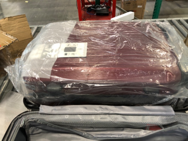 Photo 1 of Coolife Luggage Expandable Suitcase PC+ABS 3 Piece Set with TSA Lock Spinner 20in24in28in new wine red