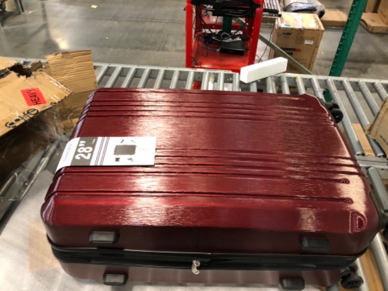 Photo 1 of Coolife Luggage Expandable Suitcase PC+ABS 3 Piece Set with TSA Lock Spinner 20in24in28in new wine red