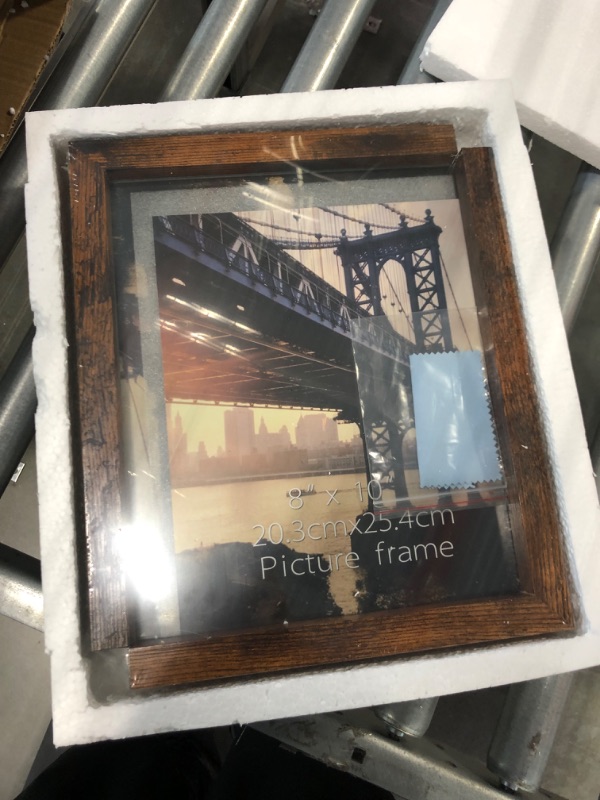 Photo 4 of 2 Pack 8x10 Picture Frame, Double Sided Frames Set with Rustic L Shaped Holder Display 8 by 10 Photo, Made of Brown Base Horizontal Vertical Stand for Desktop or Tabletop