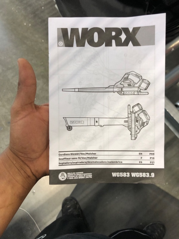 Photo 7 of Worx 40V Cordless Blower/Vacuum/Mulcher Power Share WG583.9 - (Tool Only)