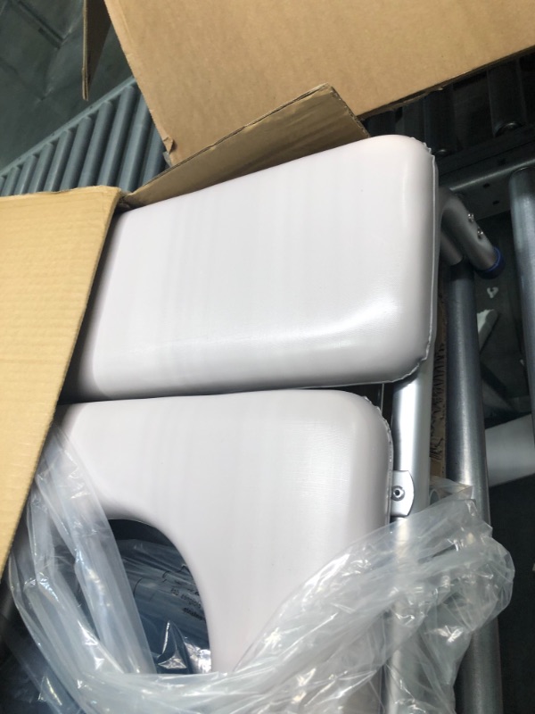 Photo 1 of GreenChief 2 in 1 Bedside Commode Chair, Shower Commode Chair Shower Chair with Commode Tub Transfer Bench Padded Transfer Bench with Back and Arm Bedside Commode for Elderly Disabled(500 Lbs)