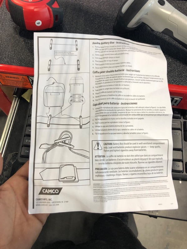 Photo 1 of Camco Heavy Duty Double Battery Box with Straps and Hardware - Group GC2 | Safely Stores RV, Automotive, and Marine Batteries | Measures Inside 21-1/2" x 7-3/8" x 11-3/16" | (55375) Frustration Free Packaging Double Battery Box