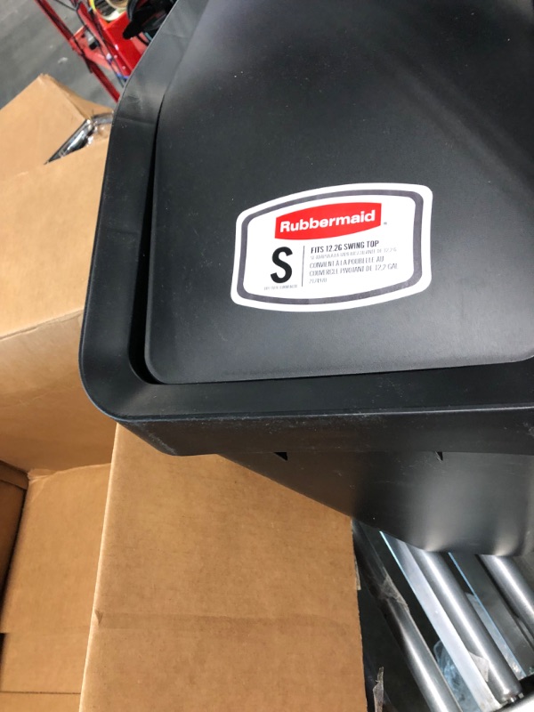 View 4 of Rubbermaid Swing Top Waste Container for Home and Kitchen, Easy Access Disposal and Slim Modern Trash Can with Lid, 12.2 Gallon Capacity, Black