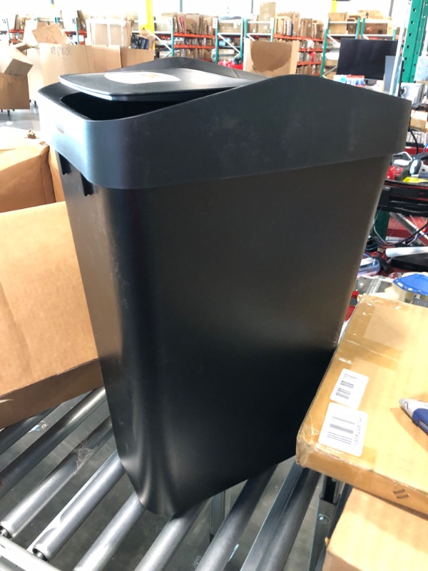 View 5 of Rubbermaid Swing Top Waste Container for Home and Kitchen, Easy Access Disposal and Slim Modern Trash Can with Lid, 12.2 Gallon Capacity, Black