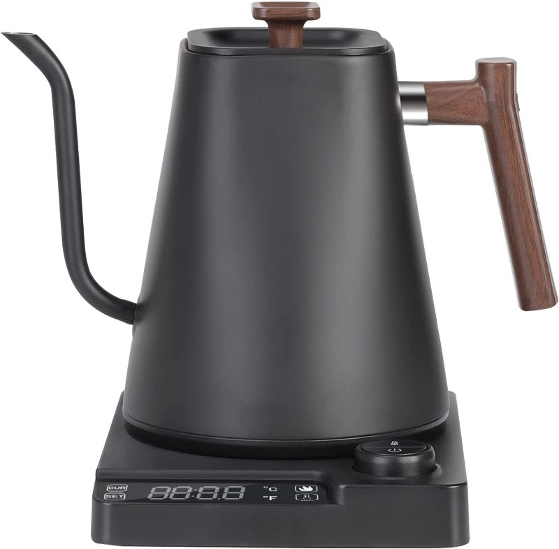 Photo 1 of ARKANTOS 1L Gooseneck Electric Kettle with Auto Shut-off, Temperature control Stainless Steel Kettle, Keep Warm for 24h, Dry Burning Protection, Black
