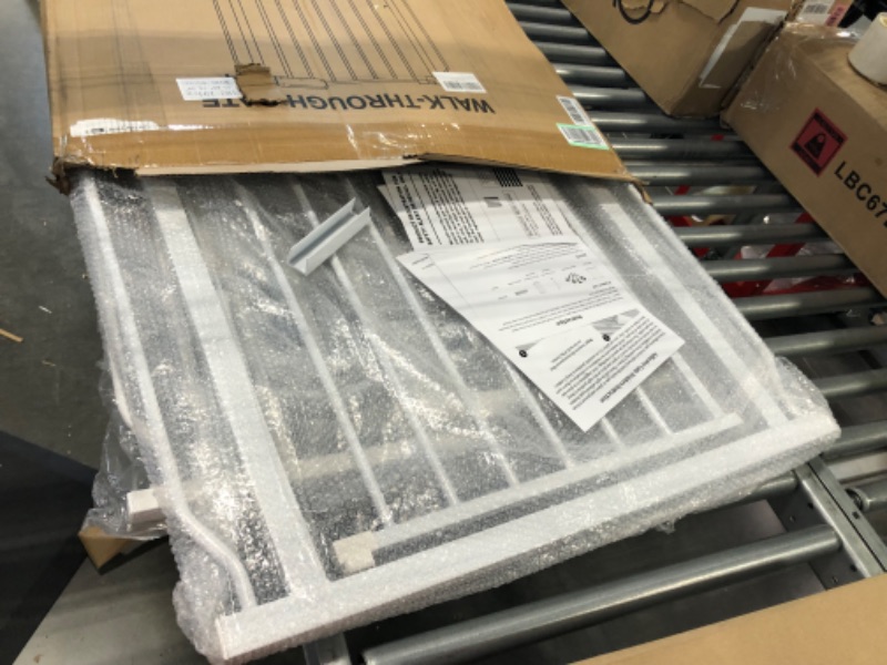 Photo 1 of ALLAIBB Extra Wide Baby Gate Pressure Mount Auto Close White Metal Child Dog Pet Safety Gates with Walk Through for Stairs,Doorways,Kitchen and Living Room 62.2-66.9 in (71.65-76.38"/182-194cm) White 71.65-76.38 Inch (Pack of 1)