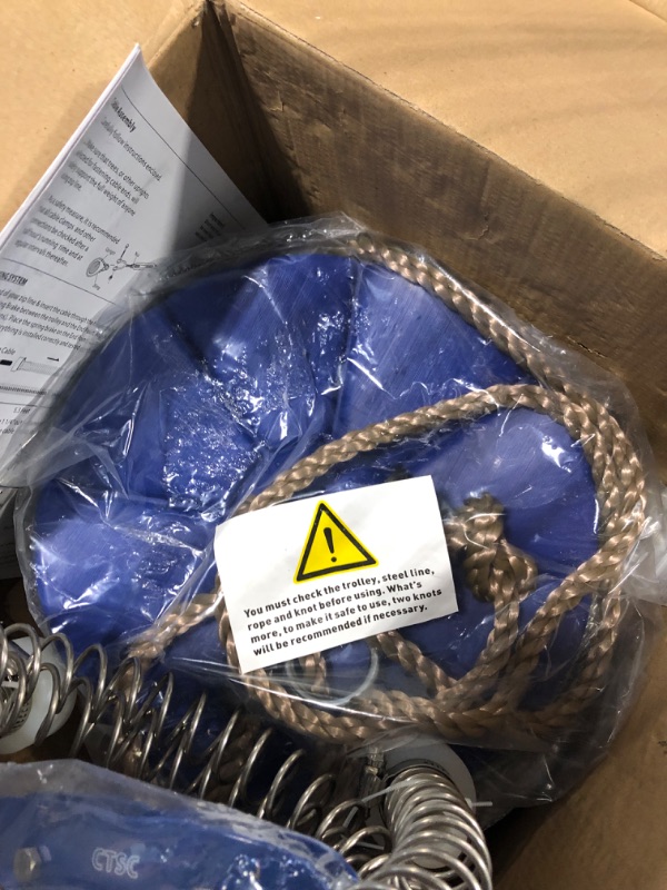 Photo 1 of CTSC 75FT 95FT 110FT 250FT Zipline Kit with Stainless Steel Spring Brake and Seat 95 FT Blue