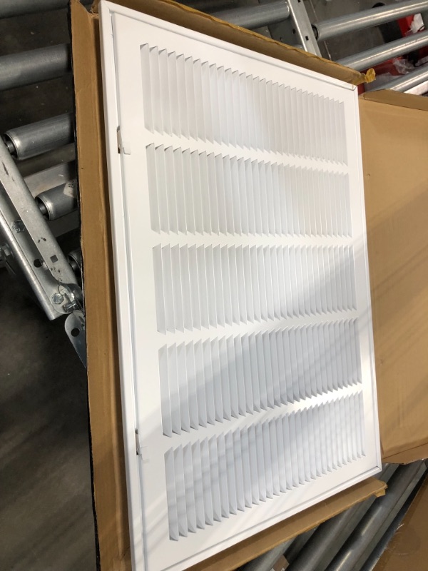 Photo 3 of 24" X 16 Steel Return Air Filter Grille for 1" Filter - Fixed Hinged - Ceiling Recommended - HVAC DUCT COVER - Flat Stamped Face - White [Outer Dimensions: 26.5 X 17.75] 24 X 16