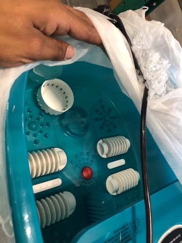 Photo 4 of Foot Spa, ESARORA Foot Bath Massager with Heat, Bubbles, Pumice Stone, Medicine Box, Temperature Control, Red Light, Ergonomic Massage Rollers and Acupressure Massage Points, Soothe & Relax Tired Feet Lake Green