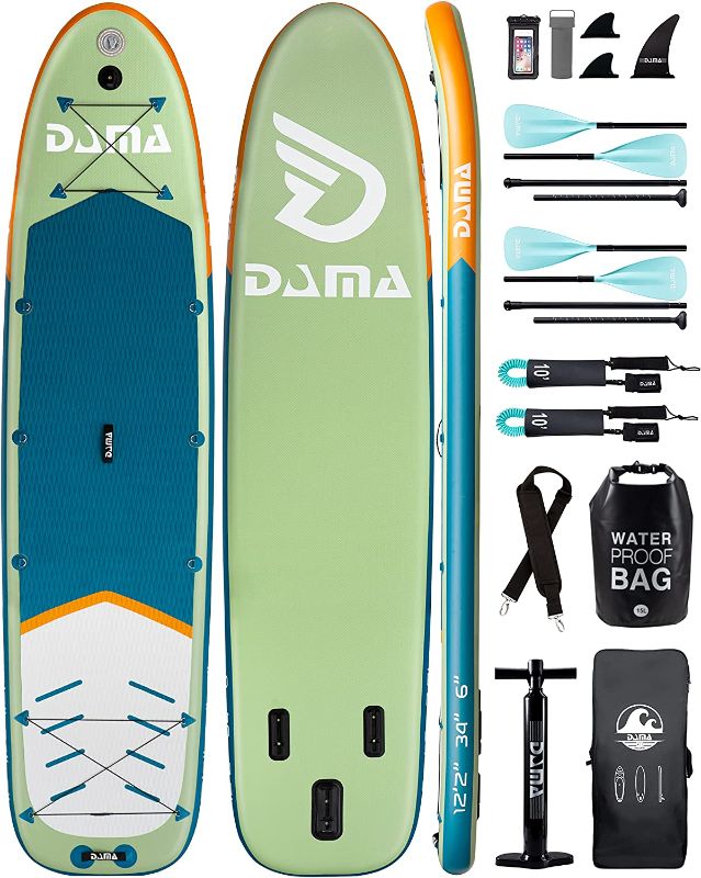 Photo 1 of DAMA Inflatable Stand Up Paddle Boards for Adults w/Sup Board Accessories Hand Pump 4pcs Kayak Floating Paddle | Wide Stance, Bottom Fin Paddling Surf Control
