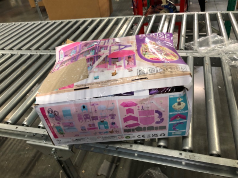 Photo 1 of Doll House, Dollhouse w/ Furniture - Pink / Purple Girl Toys | 4 Stories, 11 Rooms w/ 2 Princesses, Slide, Lights, Gifts for 3 4 5 6 7 8 9 10 Year Old Girls Toys(27.6" x 26.8" x 35.8")