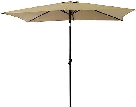 Photo 1 of 6.5 x 10 ft Rectangular Outdoor Market Patio Table Umbrella BEIGE
