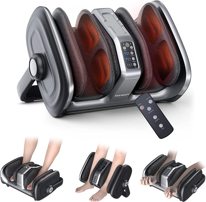 Photo 1 of bonoch Shiatsu Foot Massager Machine with Heat, Foot and Calf Massager with Remote, 3 Intensity Heat Therapy Kneading Air Compression, Foot Massager for Plantar Fasciitis Neuropathy Blood Circulation