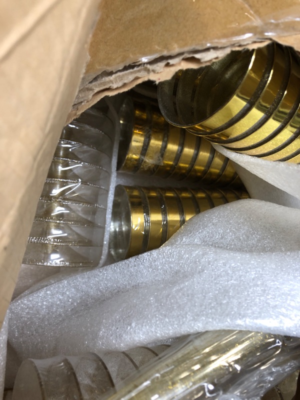 Photo 1 of 90 Plastic 6.5 oz Disposable Champagne Flutes Ideal for Toasting Wedding Birthday Baby Showers Mimosa Cocktails Parties, 6.5 Ounces (Gold Glitter With Gold Rim)