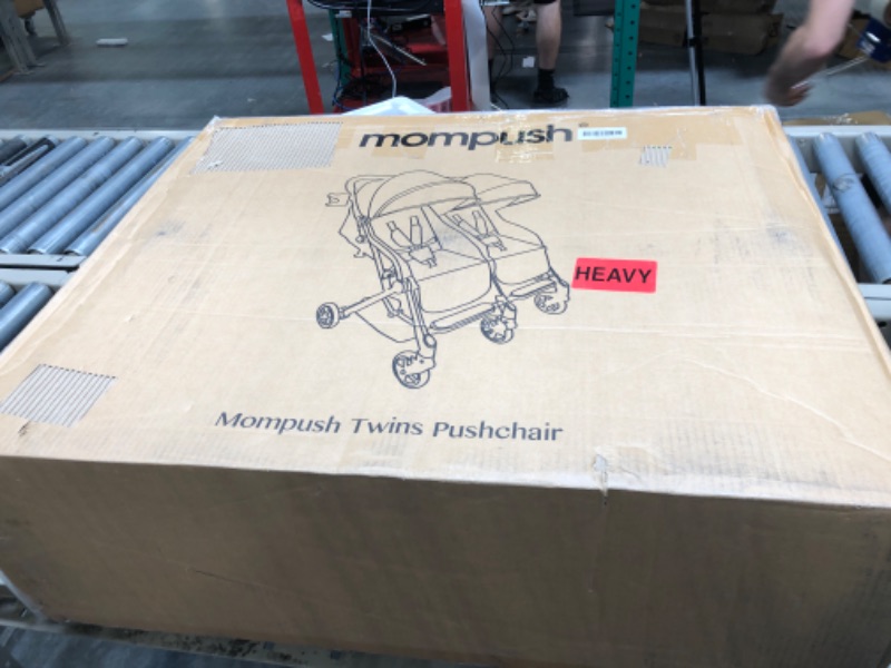 Photo 1 of Mompush Lithe Double Stroller, Lightweight Twin Stroller with Aluminum Frame and Two Large Individual Recline Seat, Double Stroller Infant and Toddler with Large Canopy Navy