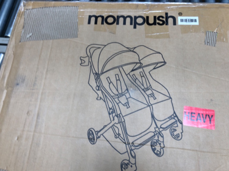Photo 1 of Mompush Lithe Double Stroller, Lightweight Twin Stroller with Aluminum Frame and Two Large Individual Recline Seat, Double Stroller Infant and Toddler with Large Canopy Navy