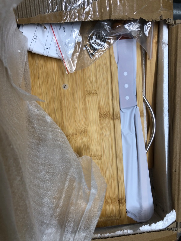 Photo 1 of MAISONPEX Double Layer Large Bamboo Bread Box for Kitchen Countertop, Cutting Board, and Stainless Steel Bread Knife, Large Capacity Bread Storage Container with Clear Windows (Self-Assembly)