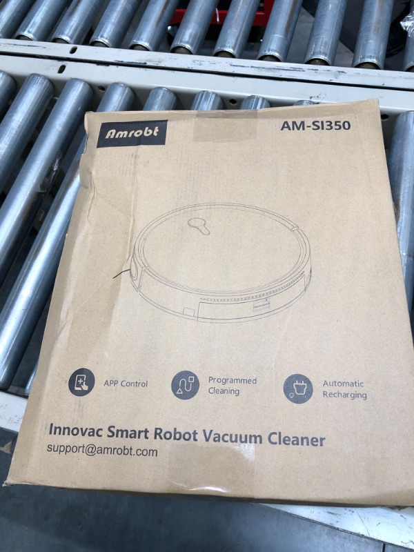 Photo 1 of Amrobt Robot Vacuum Cleaner, 2.4Ghz Wi-Fi APP/Alexa/Remote Control Robotic Vacuum, GYRO Logical Navigation, Self-Charging, 120Min Runtime