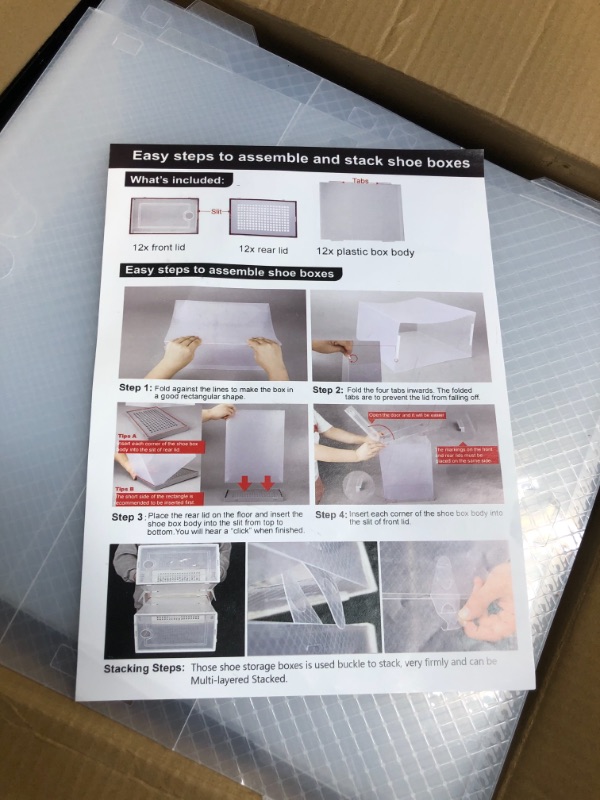 Photo 1 of JOCHER 12 Pack Shoe Storage Boxes Black,Clear Plastic Stackable Shoes Organizer for Closet,Sneaker Storage Bins with Lids,Shoe Storage Containers for Under Bed,Entryway,Closet Floor,Space Saving